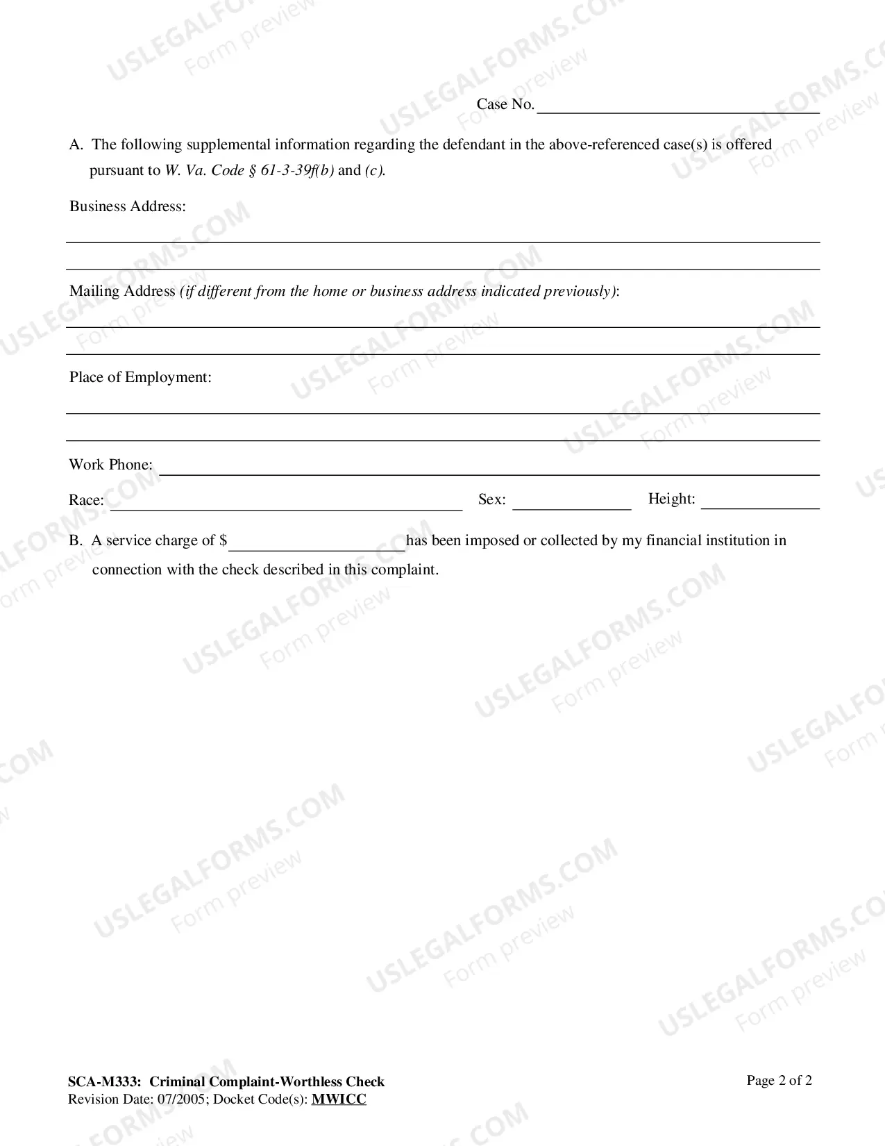 Preview Criminal Complaint - Worthless Check