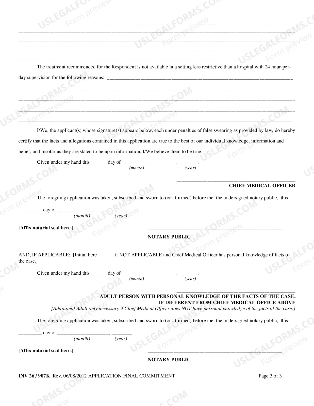 Preview Chief Medical Officer's Application for Final Commitment