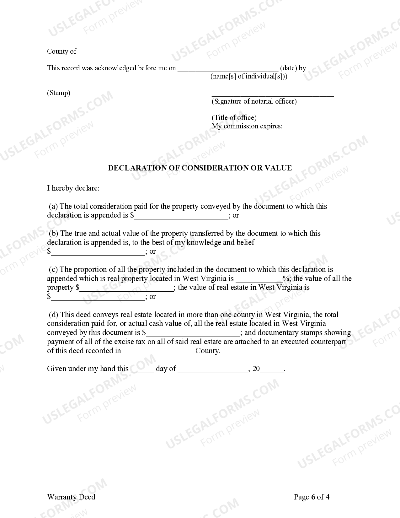 West Virginia Warranty Deed for Husband and Wife Converting Property