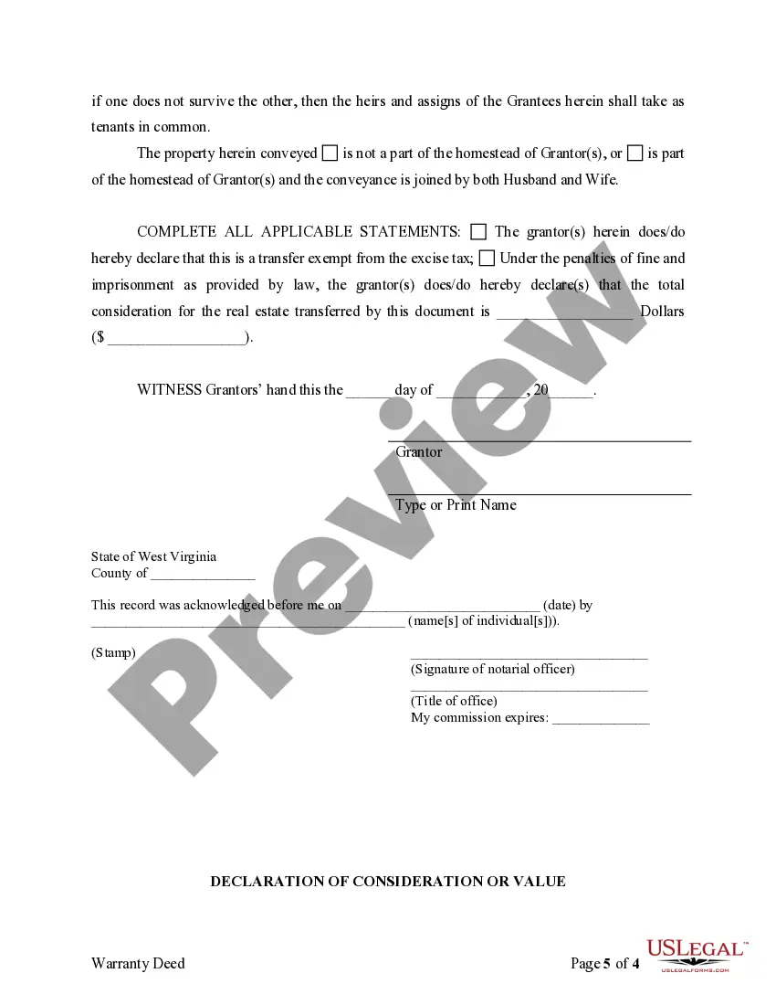Preview Warranty Deed Converting Separate Property of one Spouse to both as Joint Tenants