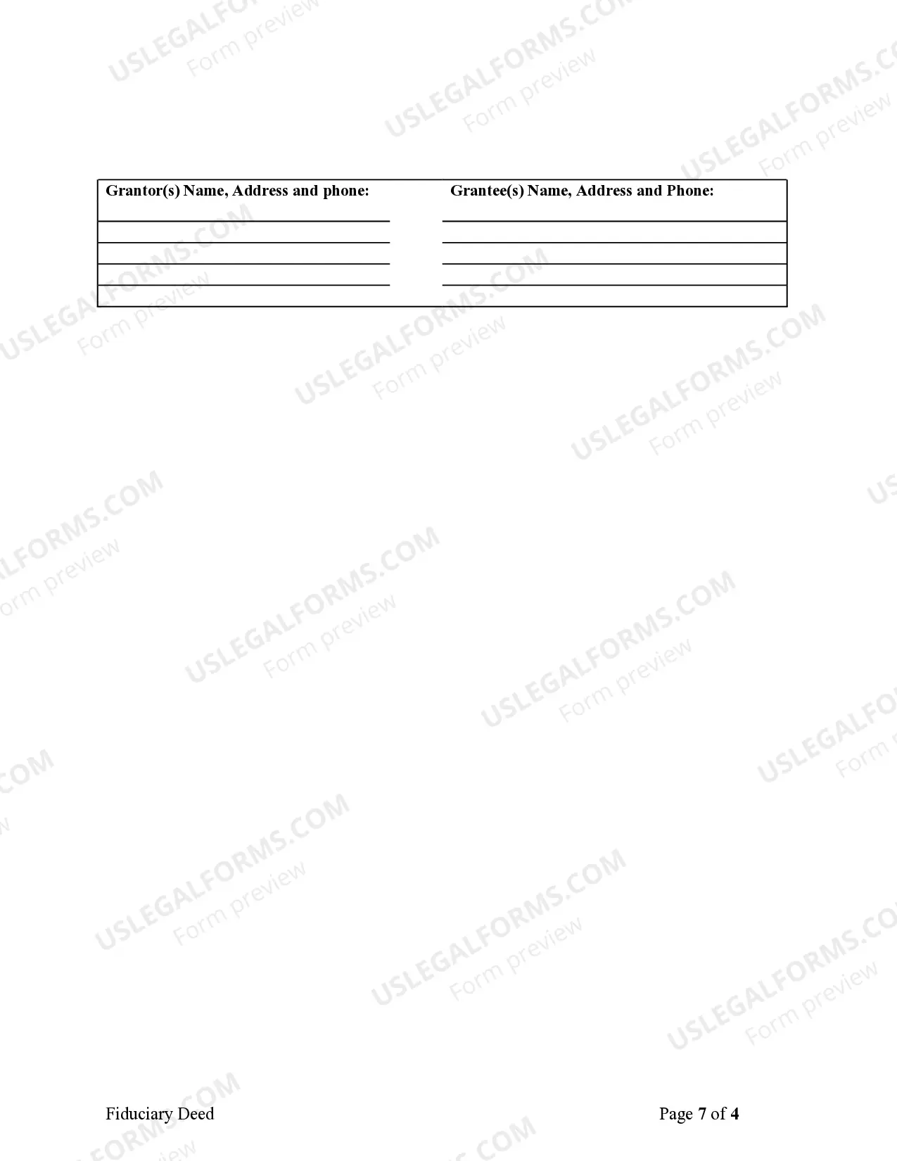 Preview Fiduciary Deed for use by Executors, Trustees, Trustors, Administrators and other Fiduciaries