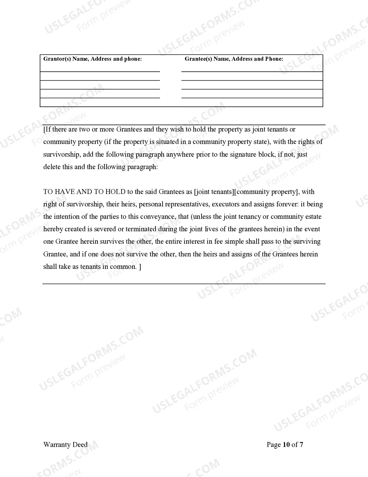 Preview Warranty Deed where a Limited Partnership or LLC is the Grantor, or Grantee