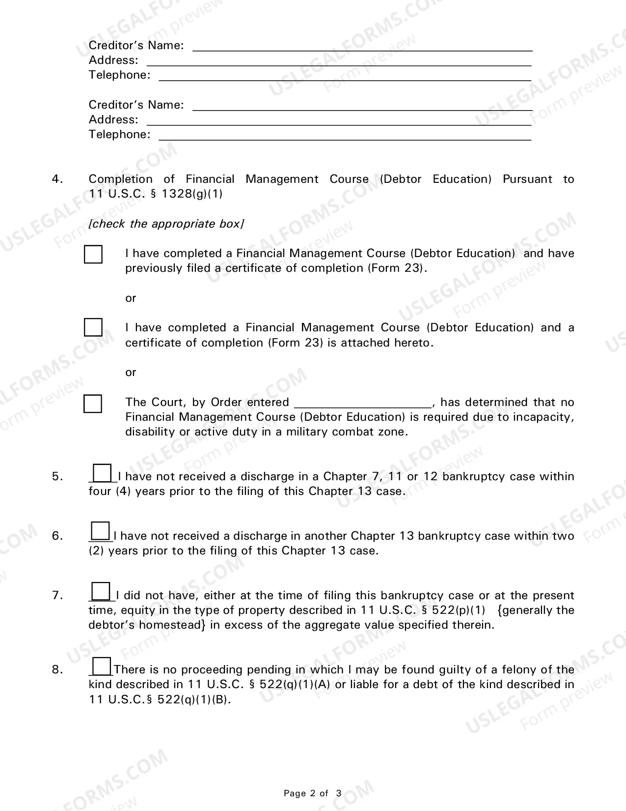 Preview Chapter 13 Affidavit for Entry of Discharge Order After Completion of Plan Payments