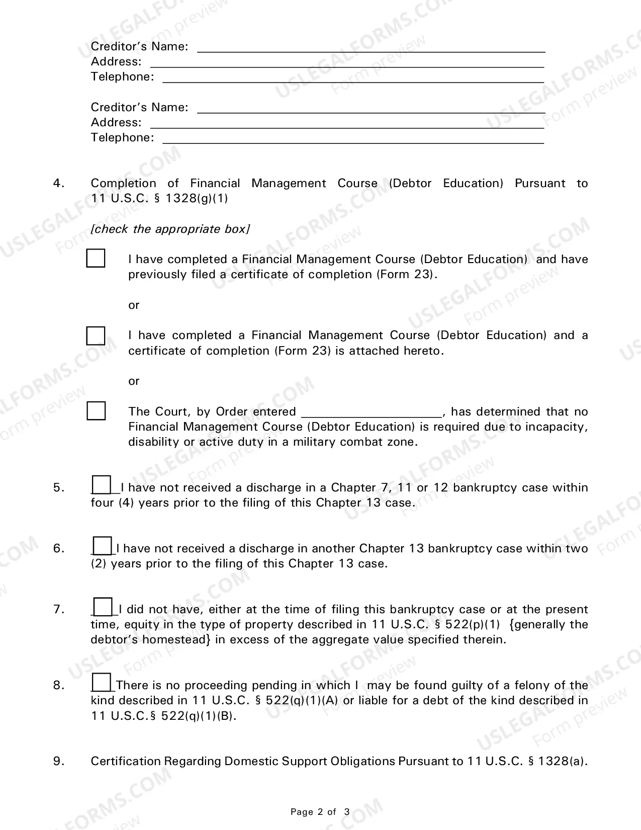 Preview Chapter 13 Affidavit for Entry of Hardship Discharge Order