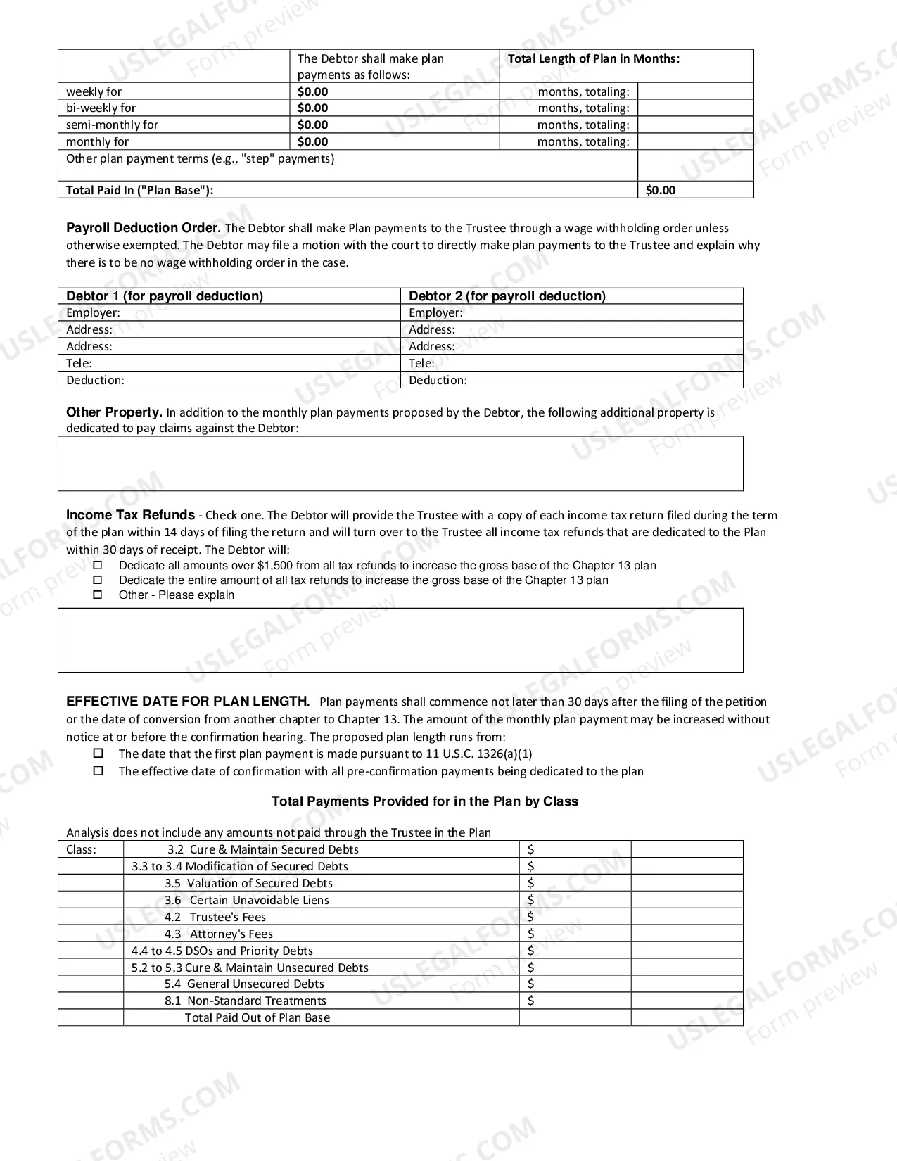 Preview Chapter 13 Plan (Proposed Chapter 13 Plan)