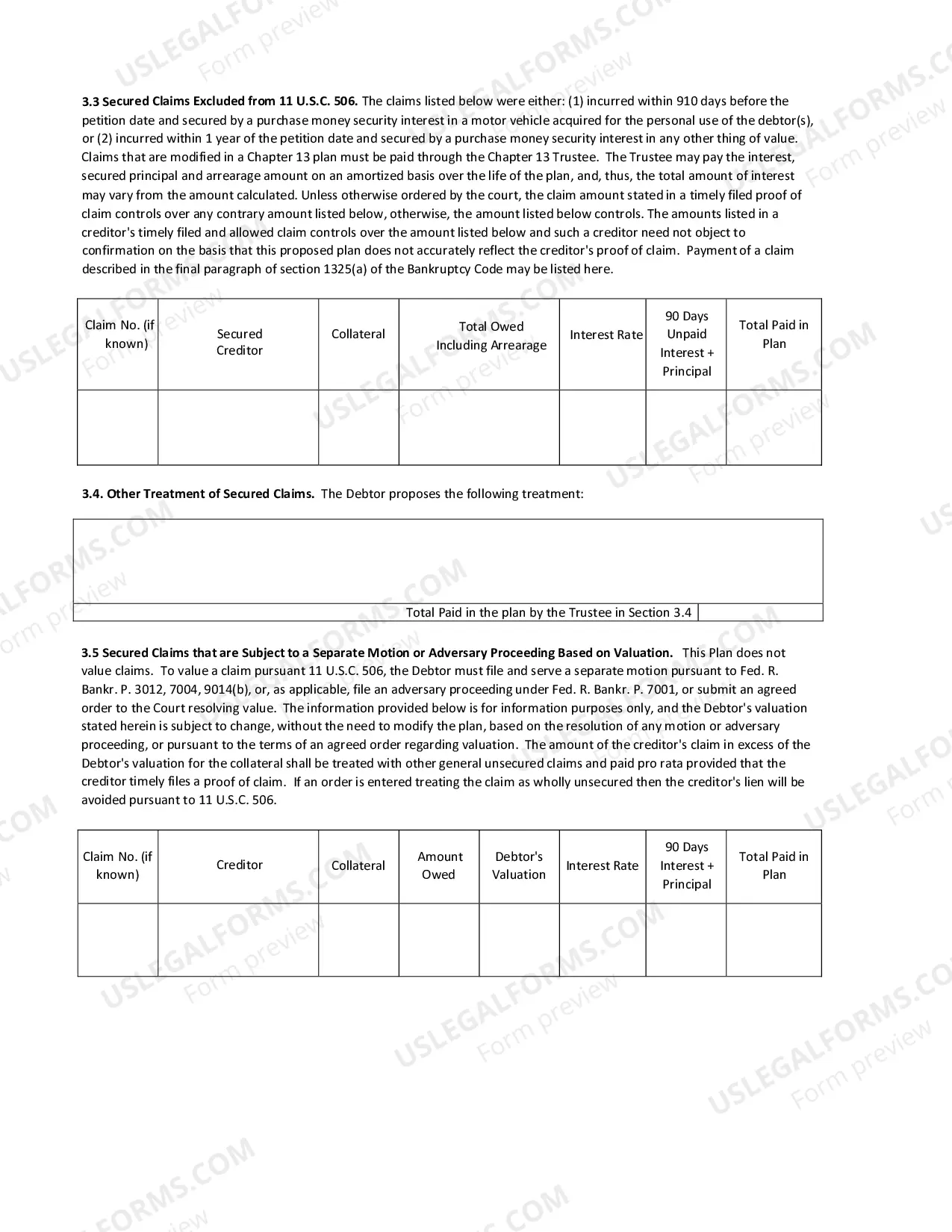 Preview Chapter 13 Plan (Proposed Chapter 13 Plan)