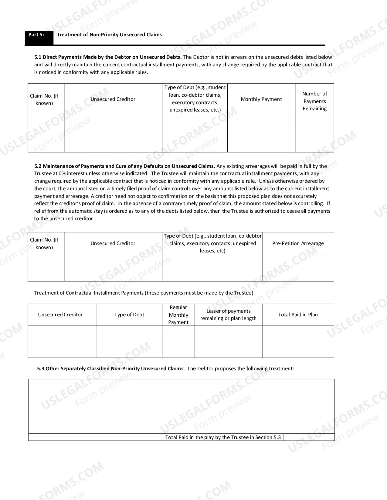 Preview Chapter 13 Plan (Proposed Chapter 13 Plan)