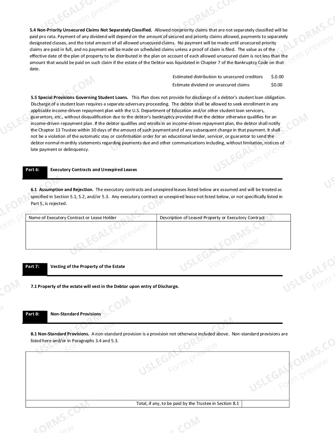 Preview Chapter 13 Plan (Proposed Chapter 13 Plan)