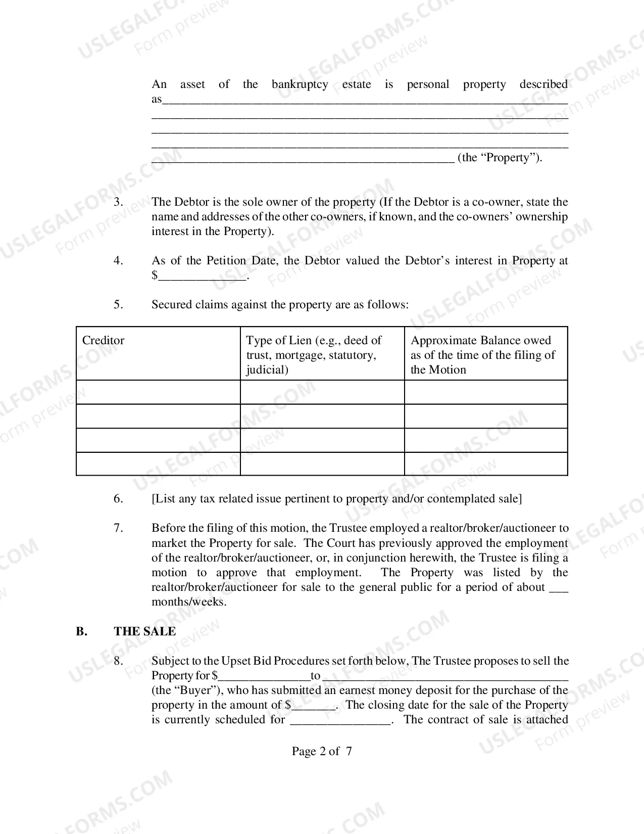 Preview 363(f) Chapter 7 Trustee Model Sale Motion