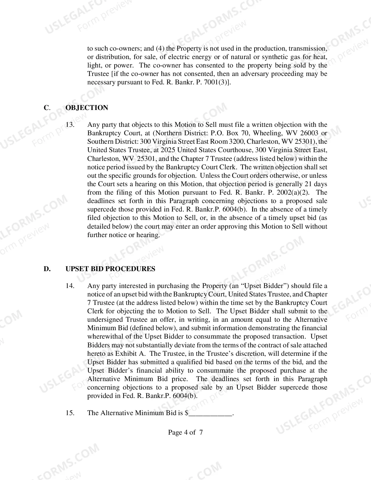 Preview 363(f) Chapter 7 Trustee Model Sale Motion
