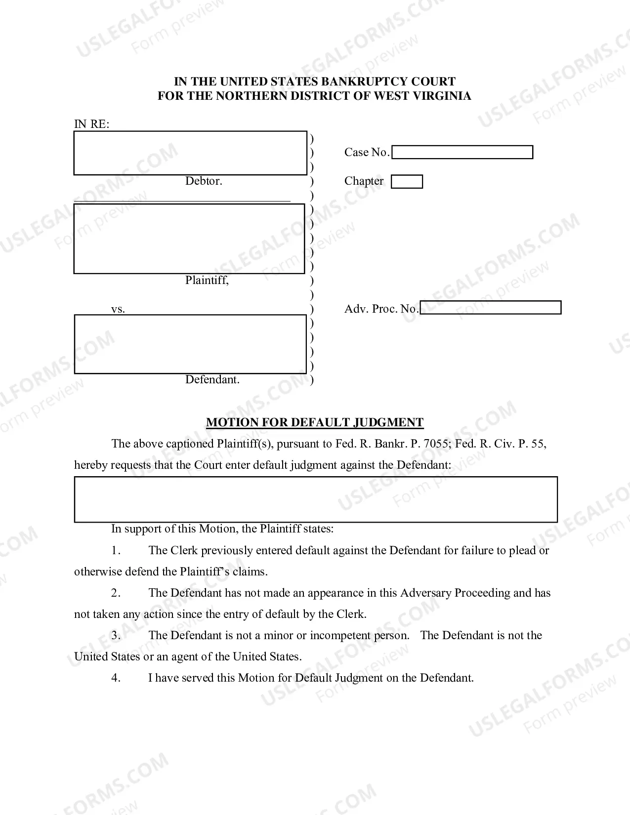 Preview Model Motion for Default Judgment and Proposed Order