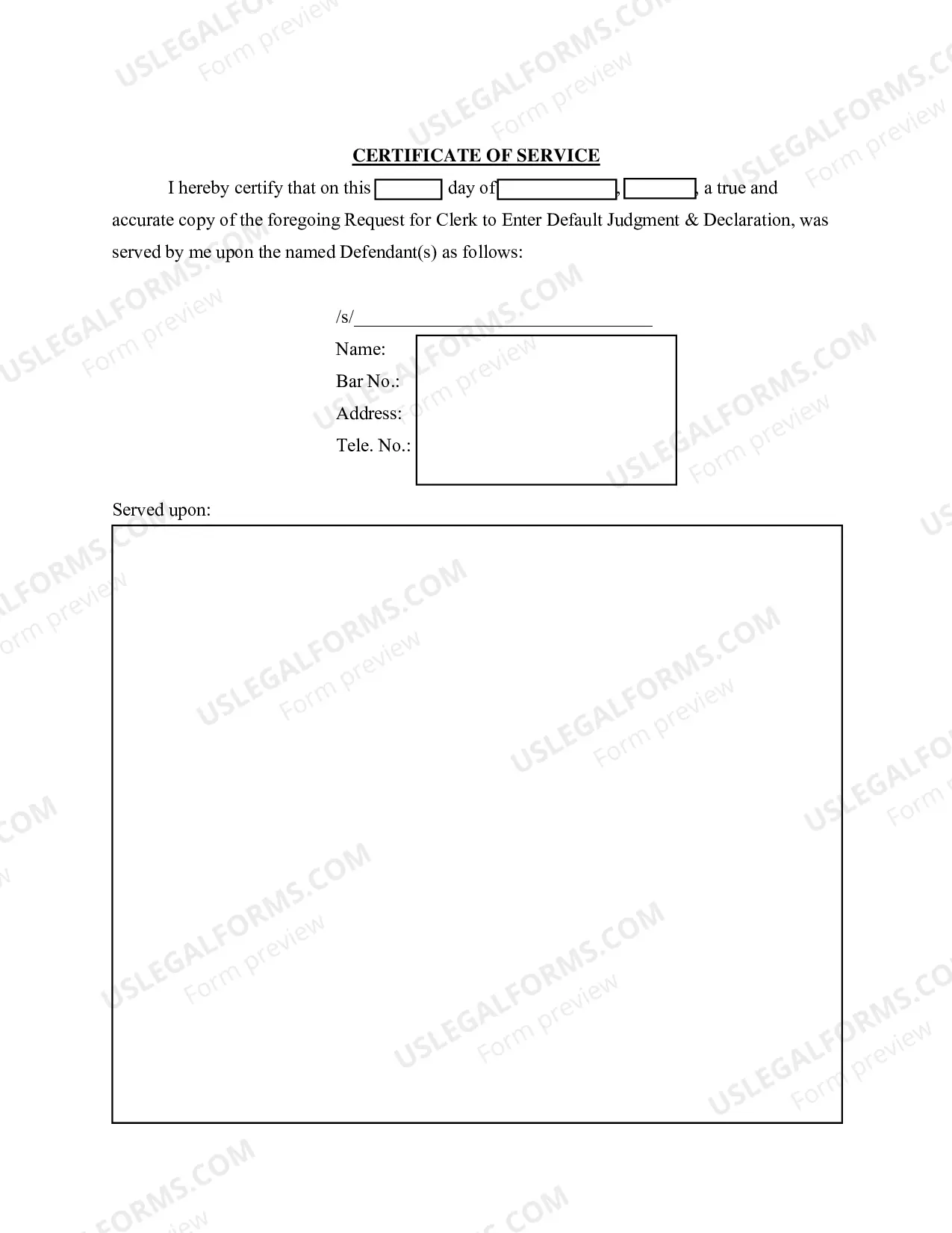 Preview Request for Clerk's Entry of Default Judgment, Declaration, and Proposed Order