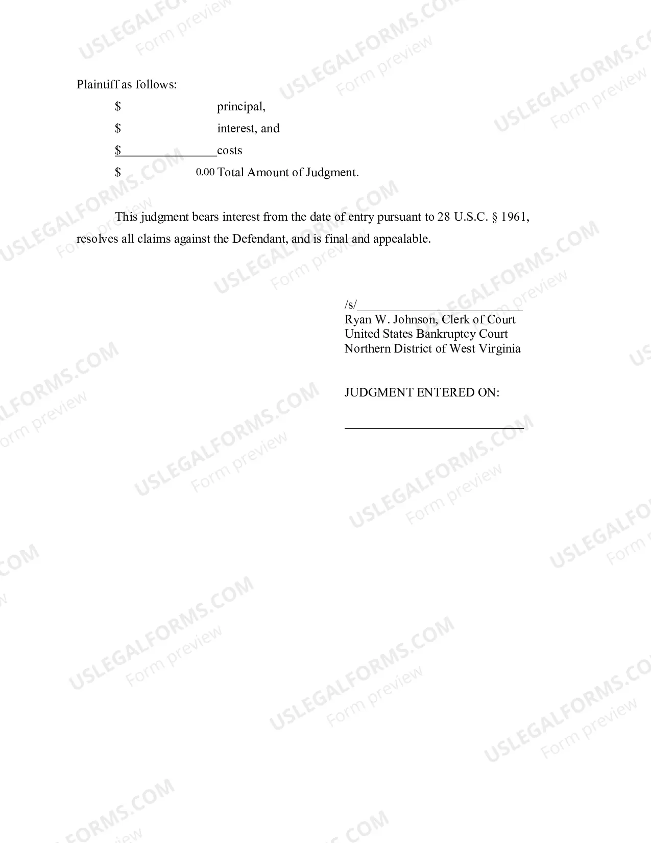 Preview Request for Clerk's Entry of Default Judgment, Declaration, and Proposed Order