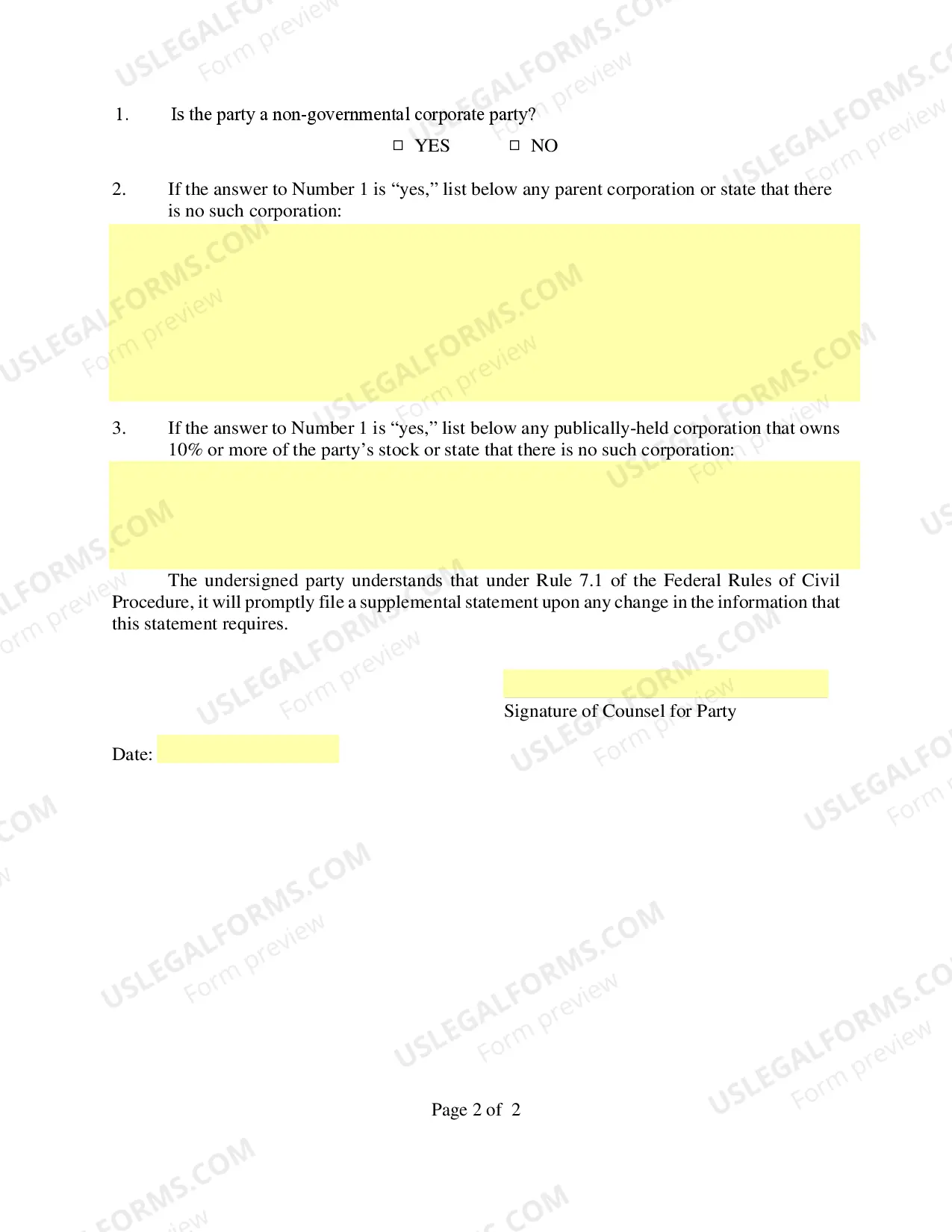 Preview Civil Corporate Disclosure Statement