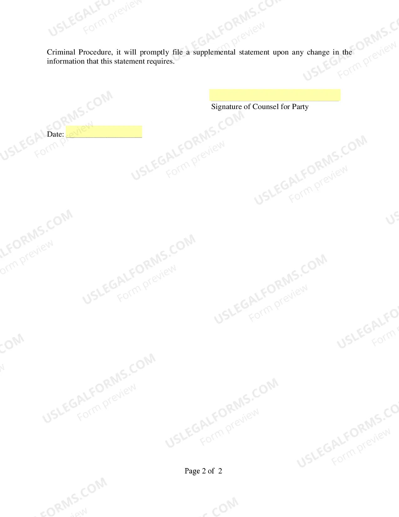 Preview Criminal Corporate Disclosure Statement