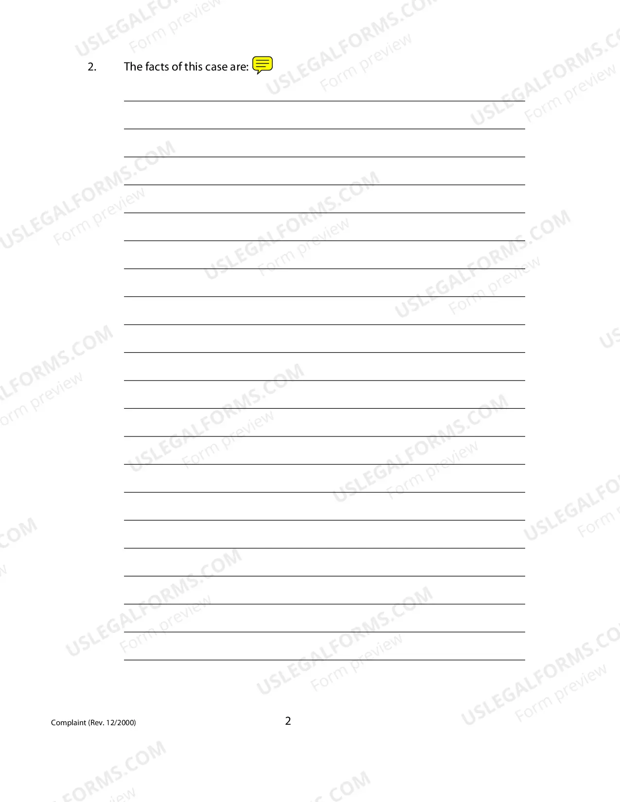 Preview Non-Prisoner General Civil Complaint form