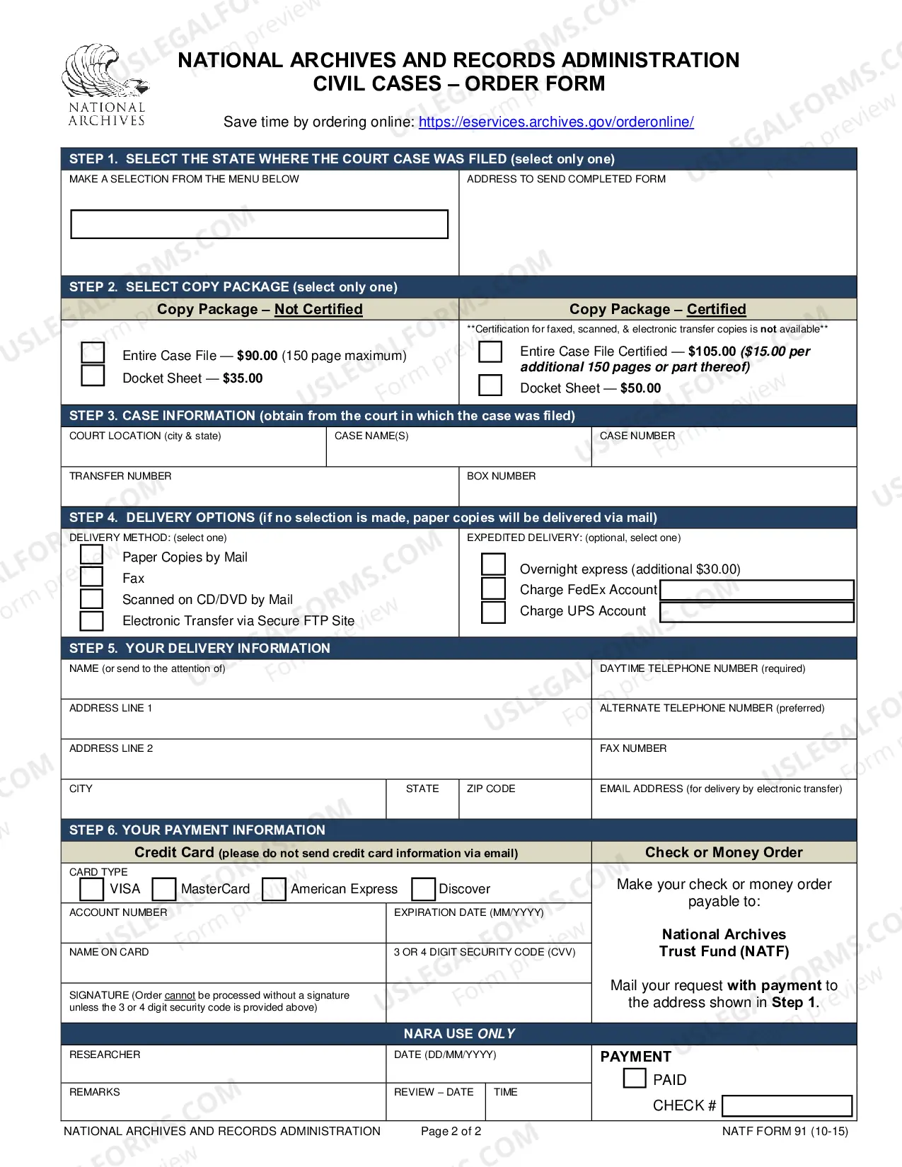 Preview Order for copies of Civil cases