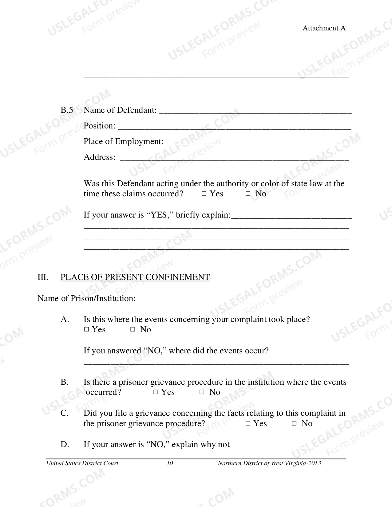 Preview Prisoner Complaint Package-Instructions and Forms for Filing a Civil Rights Complaint under 42 U.S.C. ' 1983