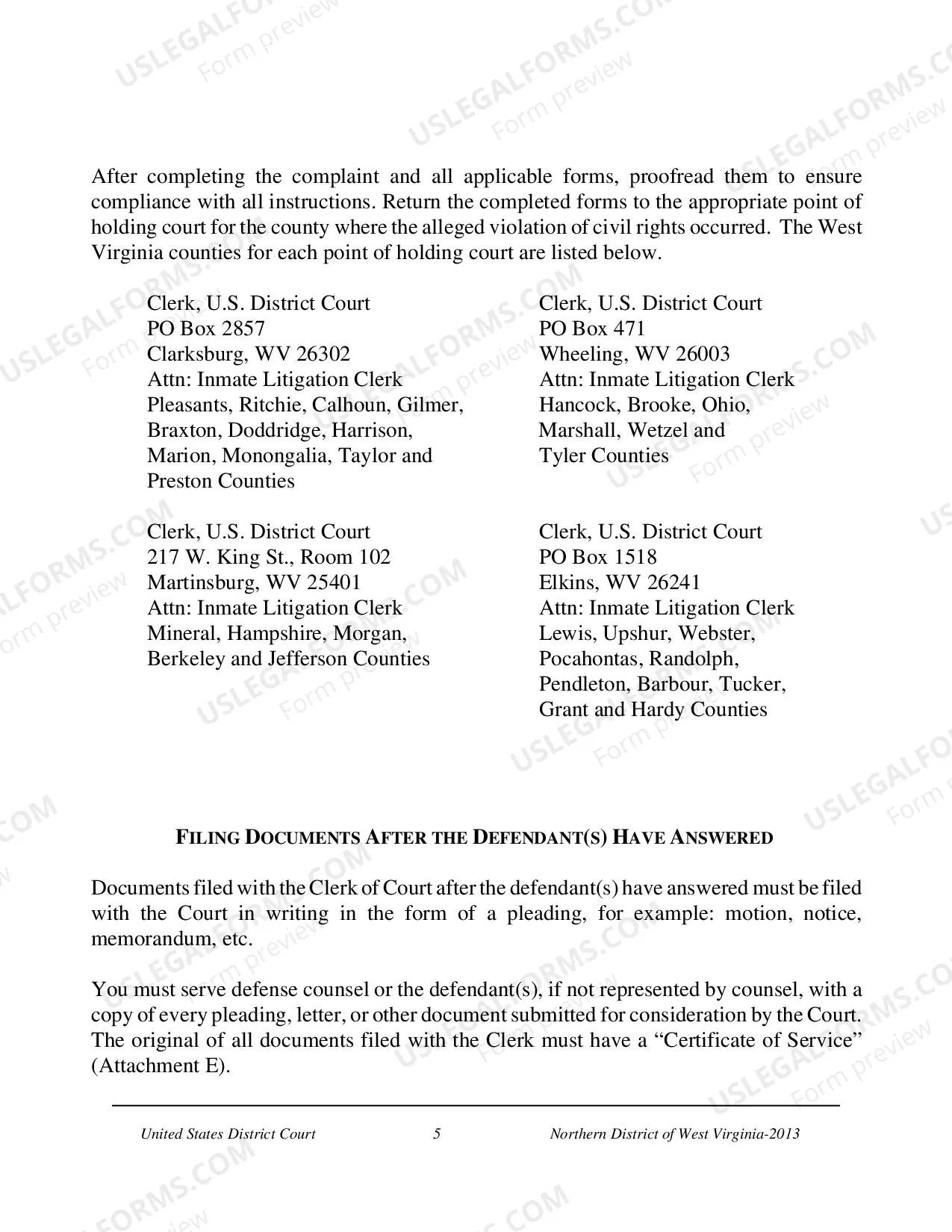 Preview Prisoner Complaint Package-Instructions and Forms for Filing a Civil Rights Complaint under 42 U.S.C. ' 1983
