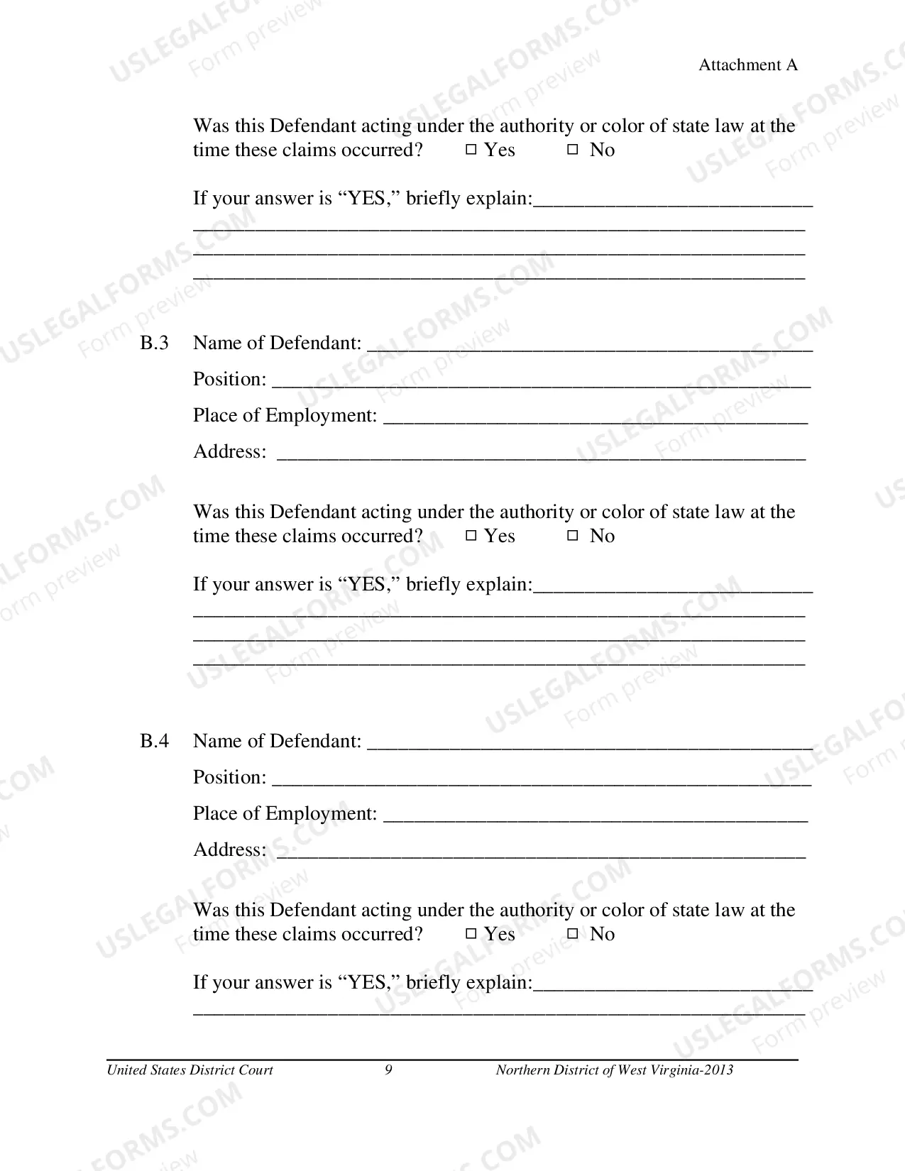 Preview Prisoner Complaint Package-Instructions and Forms for Filing a Civil Rights Complaint under 42 U.S.C. ' 1983