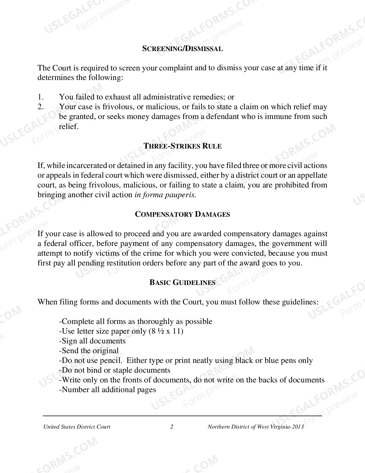 Preview Pro Se Prisoner Federal Tort Claim Act (FTCA) Forms Packet