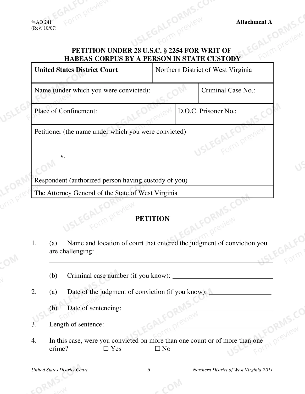 Preview State Habeas Corpus Package - 28 U.S.C. ' 2254