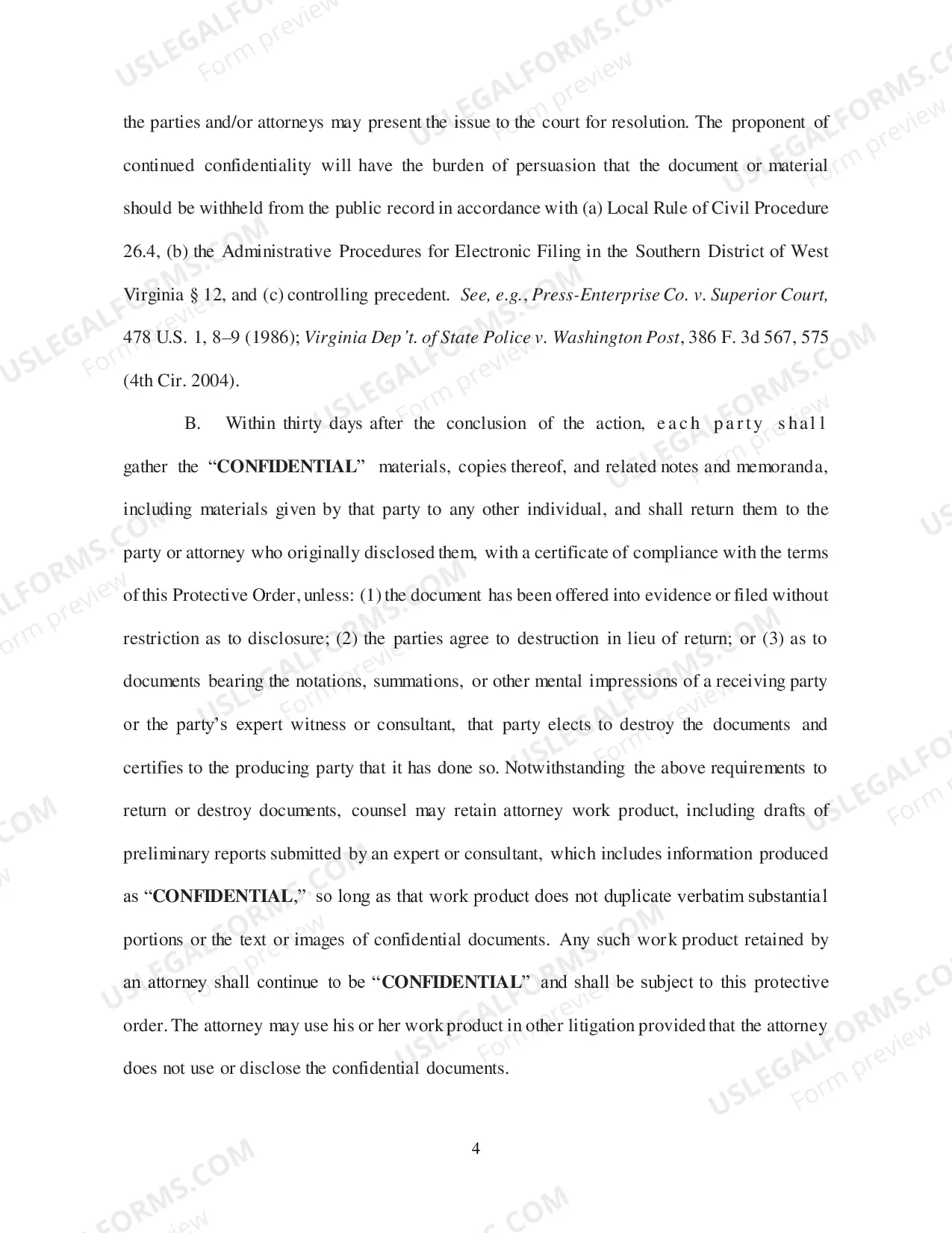 Preview Agreed Protective Order (L R Civ P 26.4)