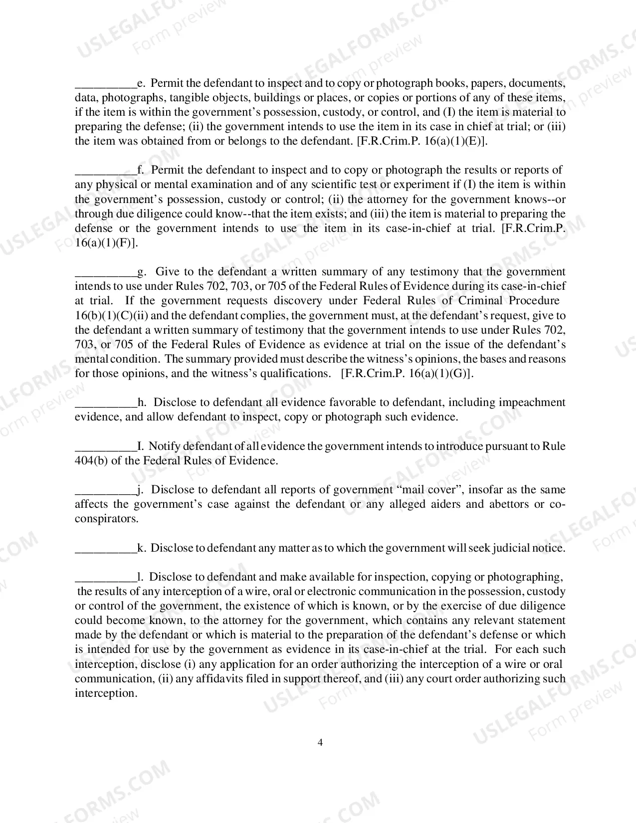 Preview Arraignment Order and Standard Discovery Requests (L R Cr P 16.1)