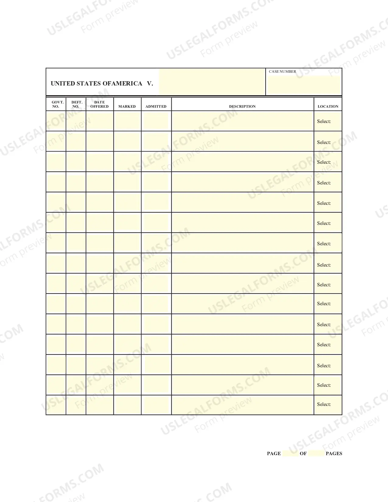 Preview Exhibit List - Criminal (L R Civ P 55.1)