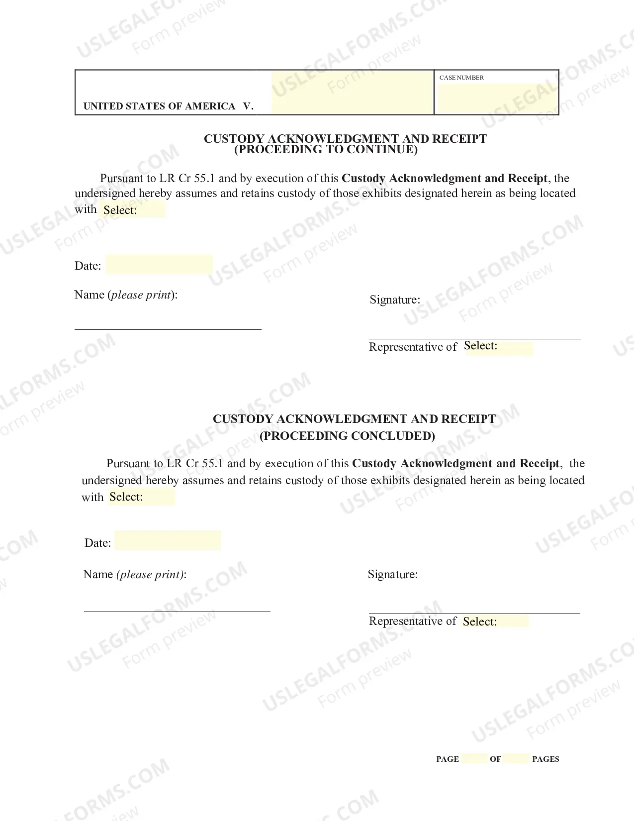 Preview Exhibit List - Criminal (L R Civ P 55.1)