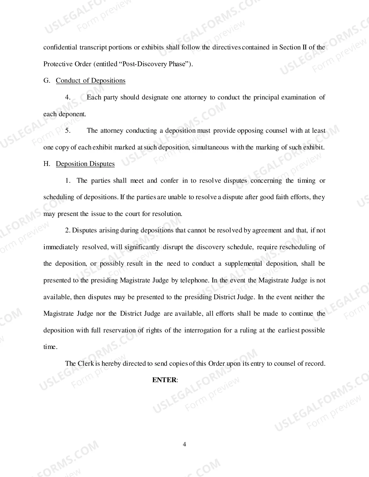 Preview Order Setting Deposition Protocol (L R 26.1 Form)