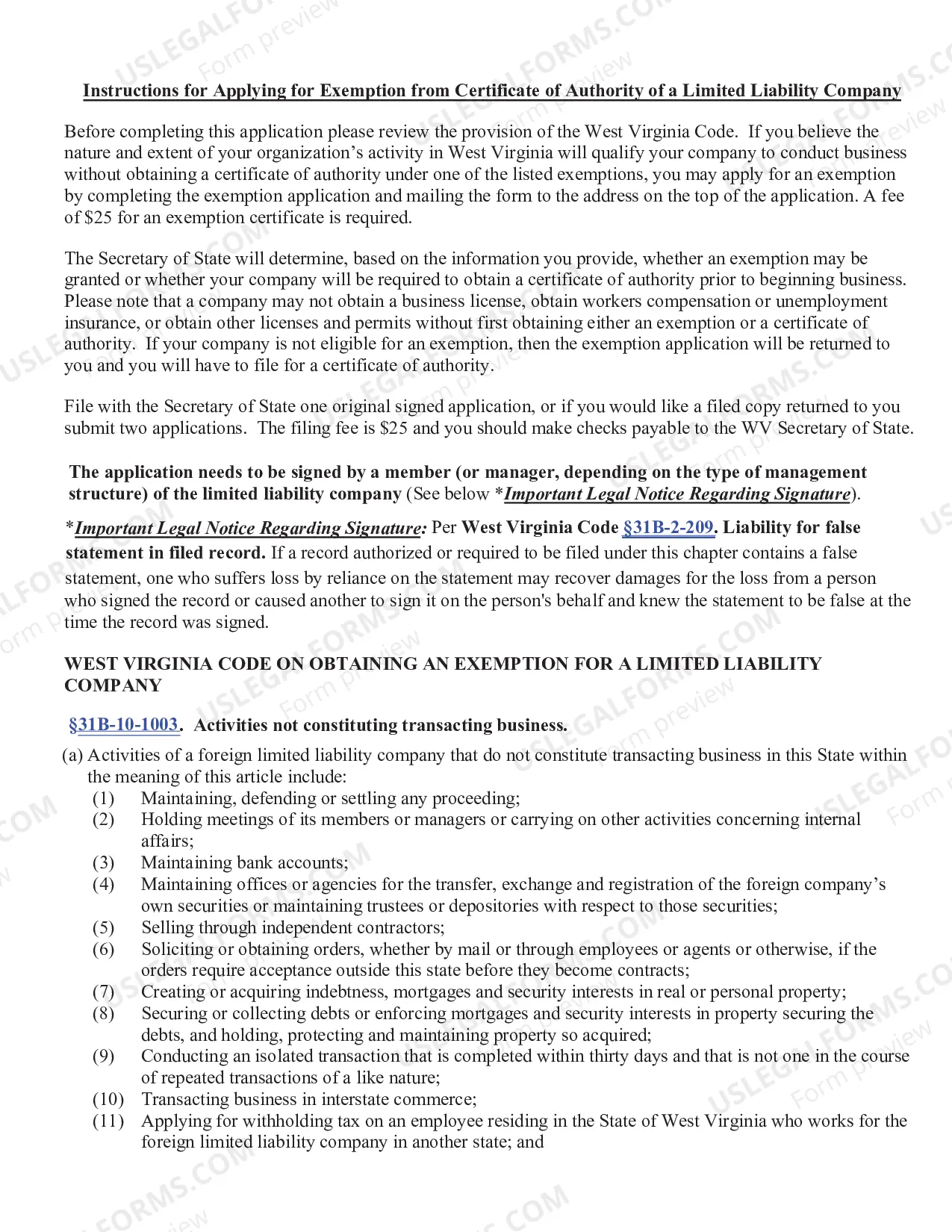 Preview Application for Exemption from Certificate of Authority