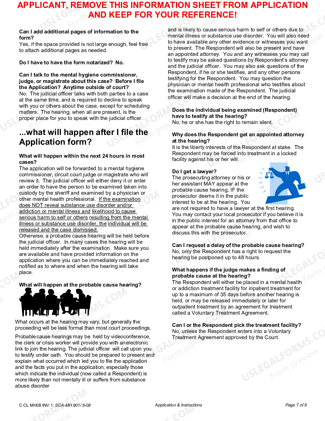Preview Application for Involuntary Custody for Mental Health Examination with Important Information to Applicants