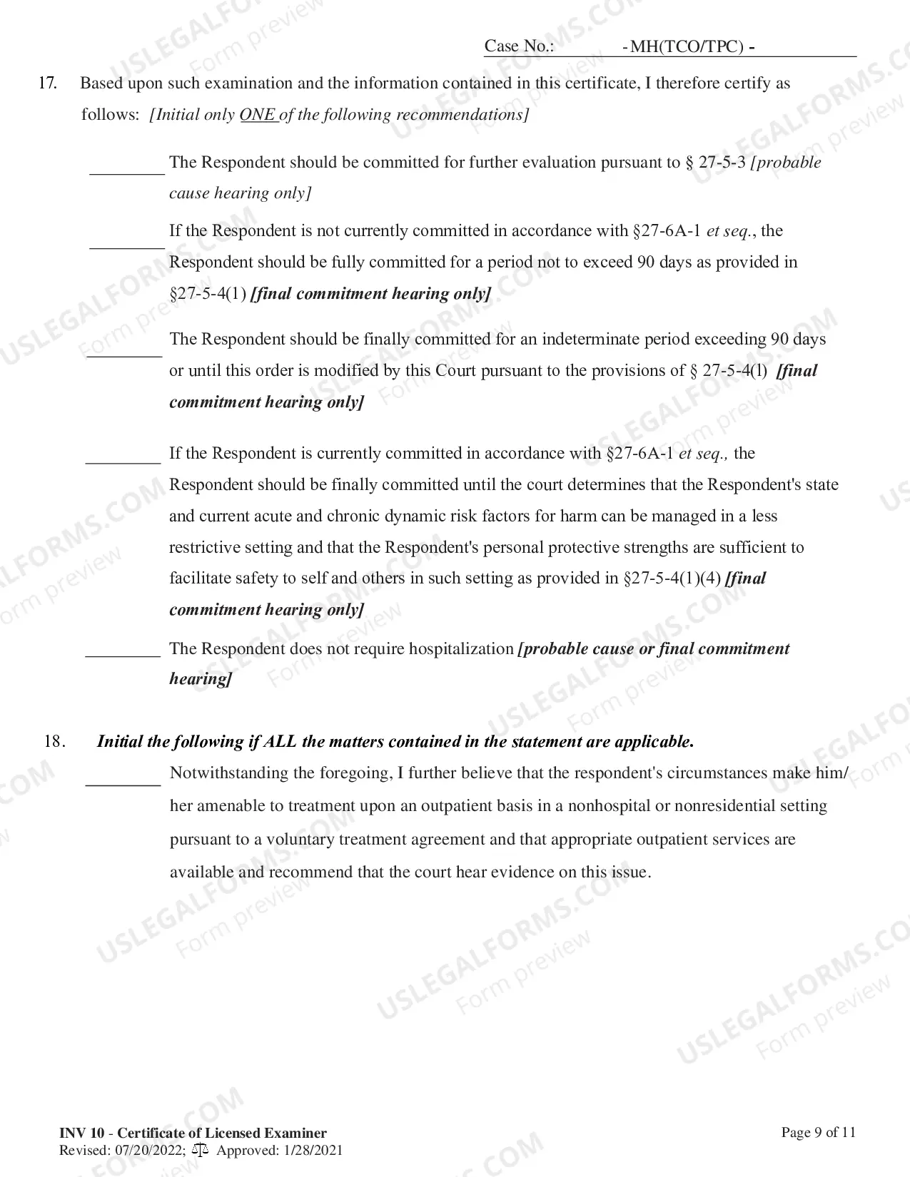 Preview Certificate of Licensed Examiner