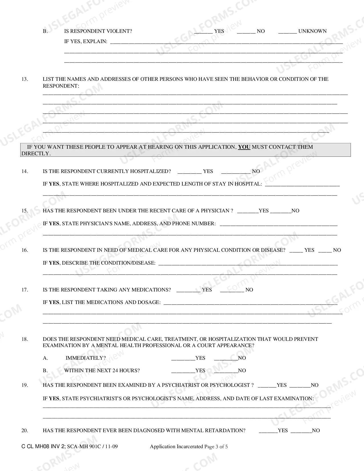 Preview Application for Incarcerated Individual's Mental Health Examination under WV Code 27-5-2