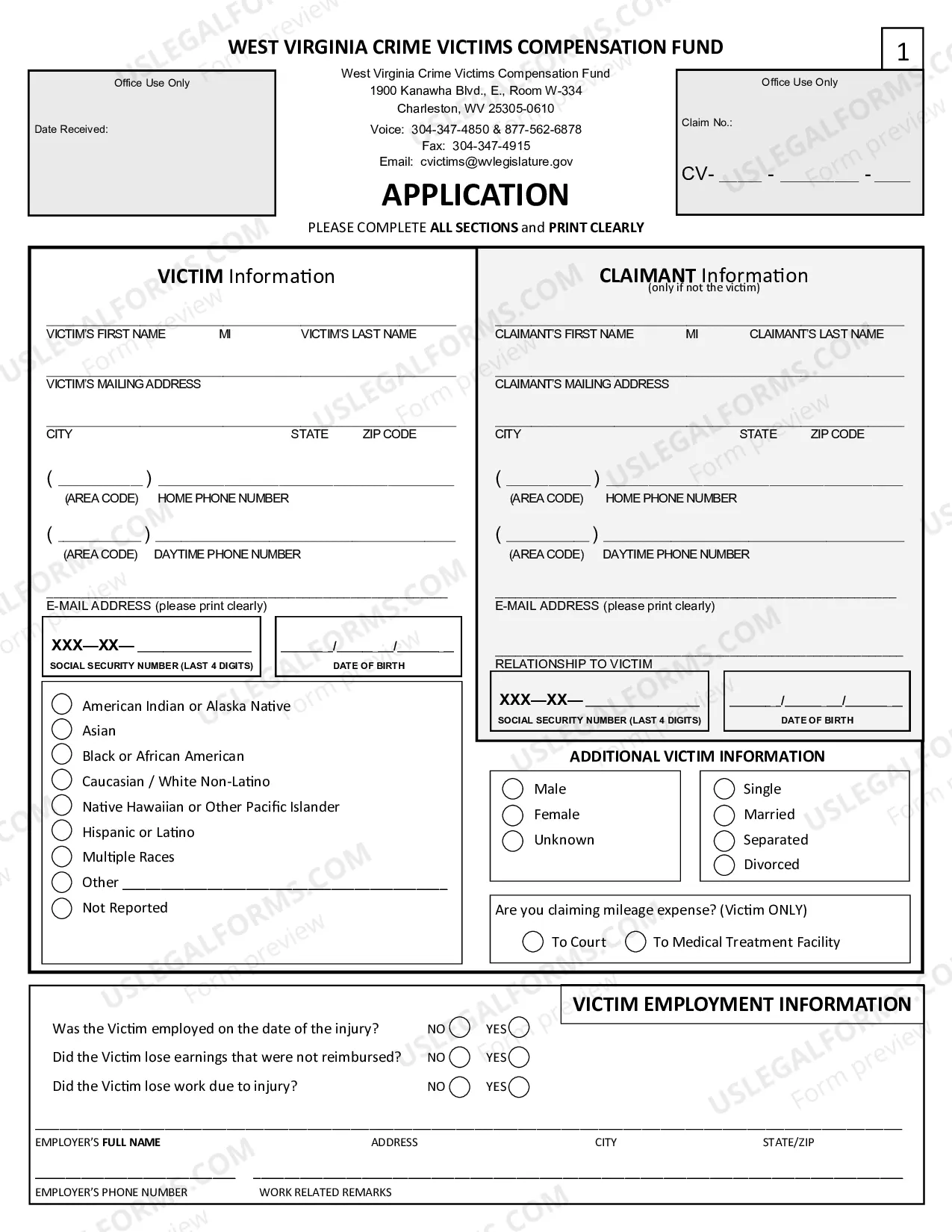 Preview Crime Victim Application