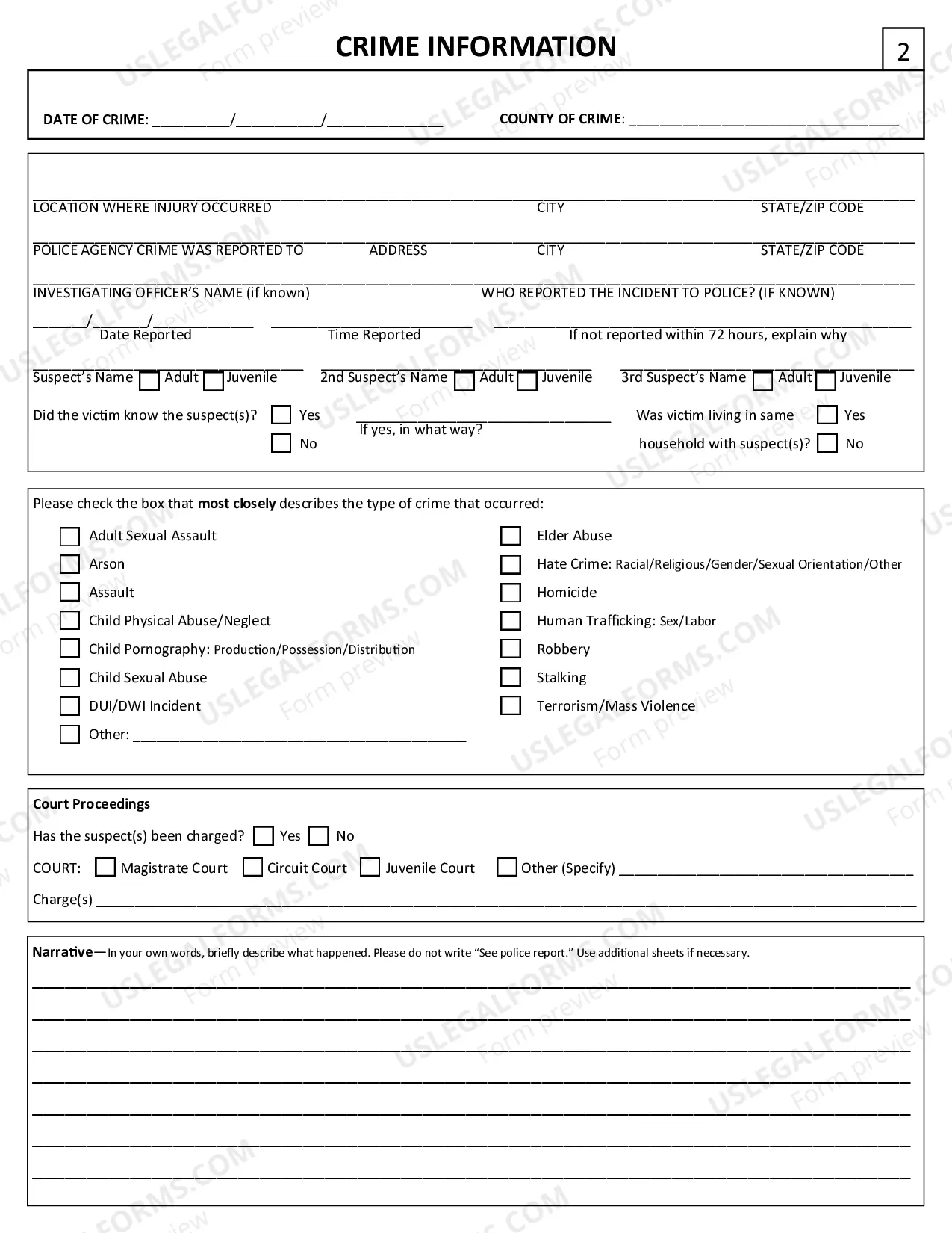 Preview Crime Victim Application