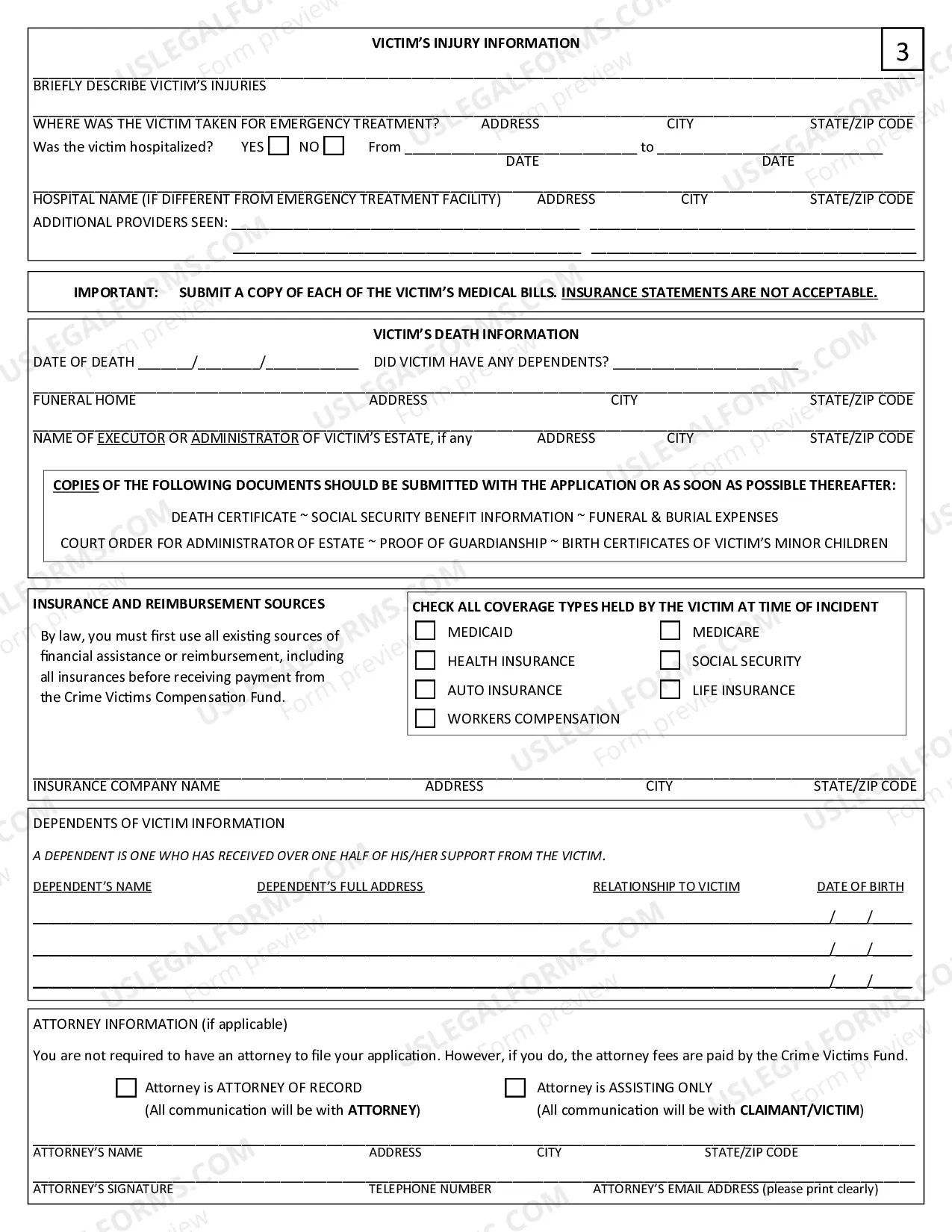 Preview Crime Victim Application