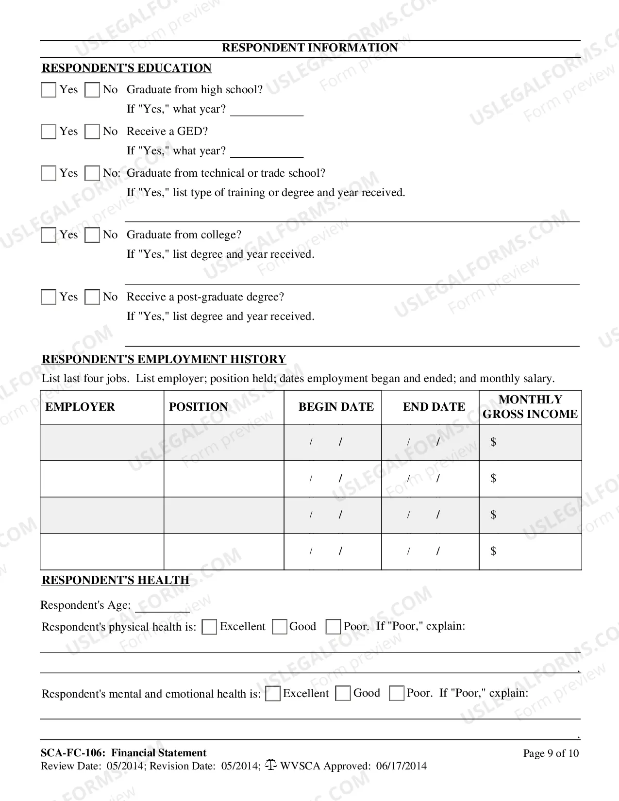 Preview Financial Statement