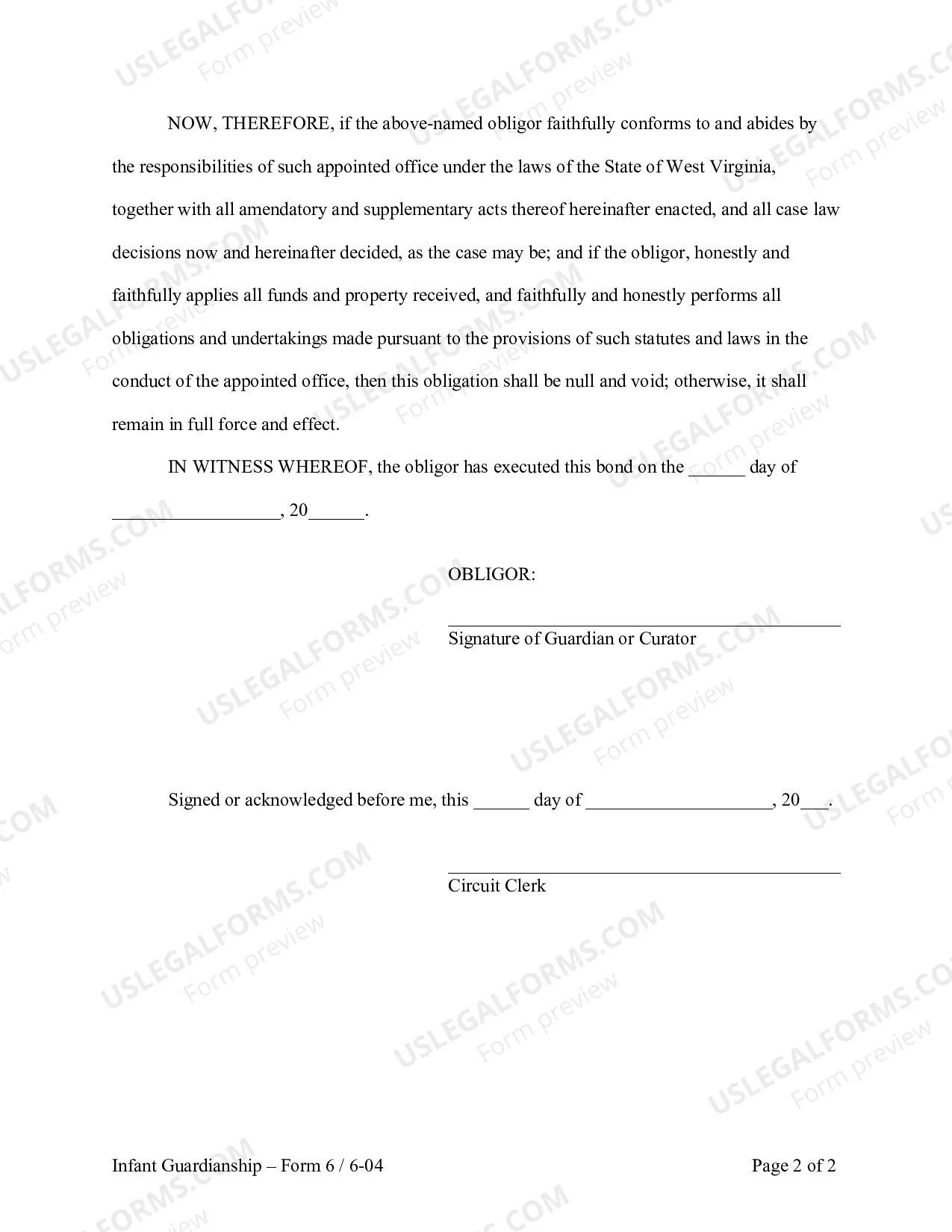 Preview Bond for Minor Guardian Appointment(Personal Recognizance