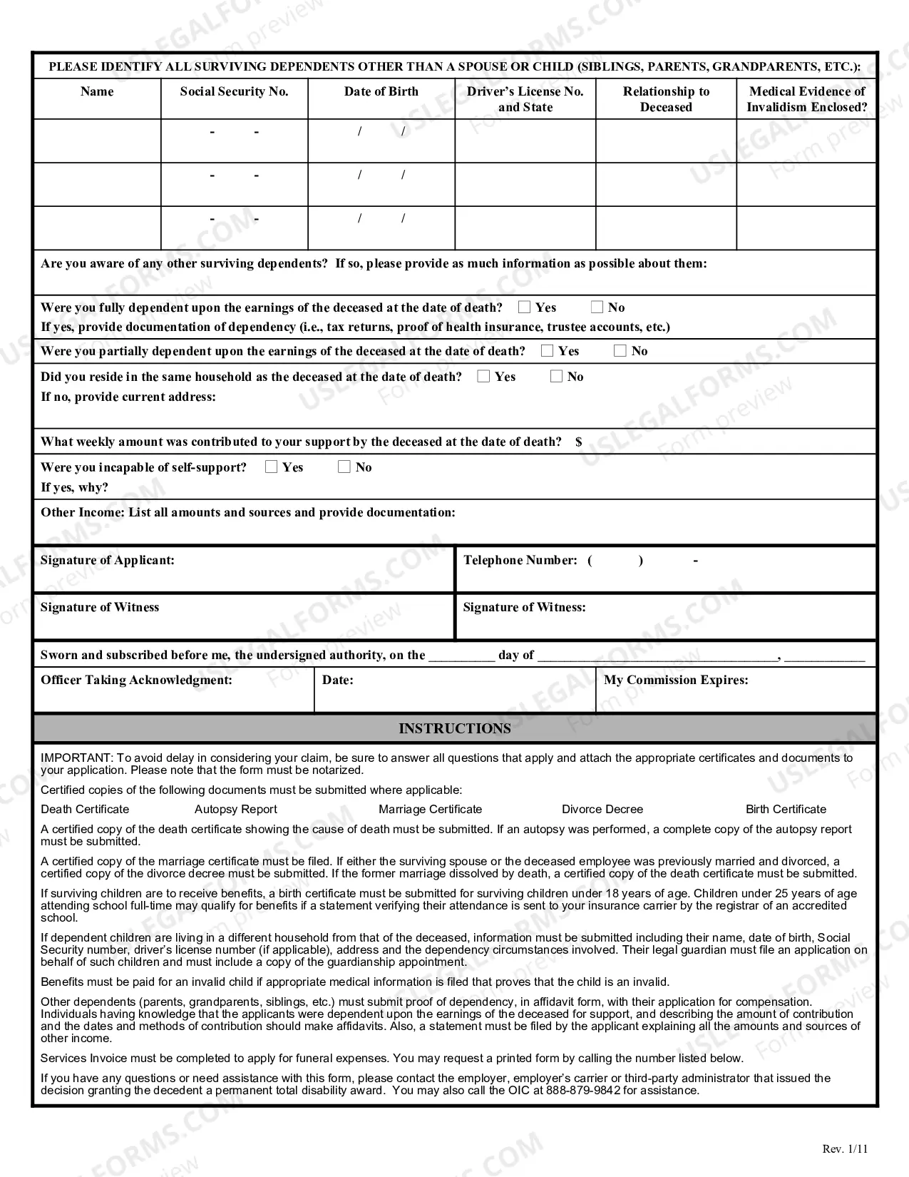 Preview Application for 104 Weeks Dependents Benefits
