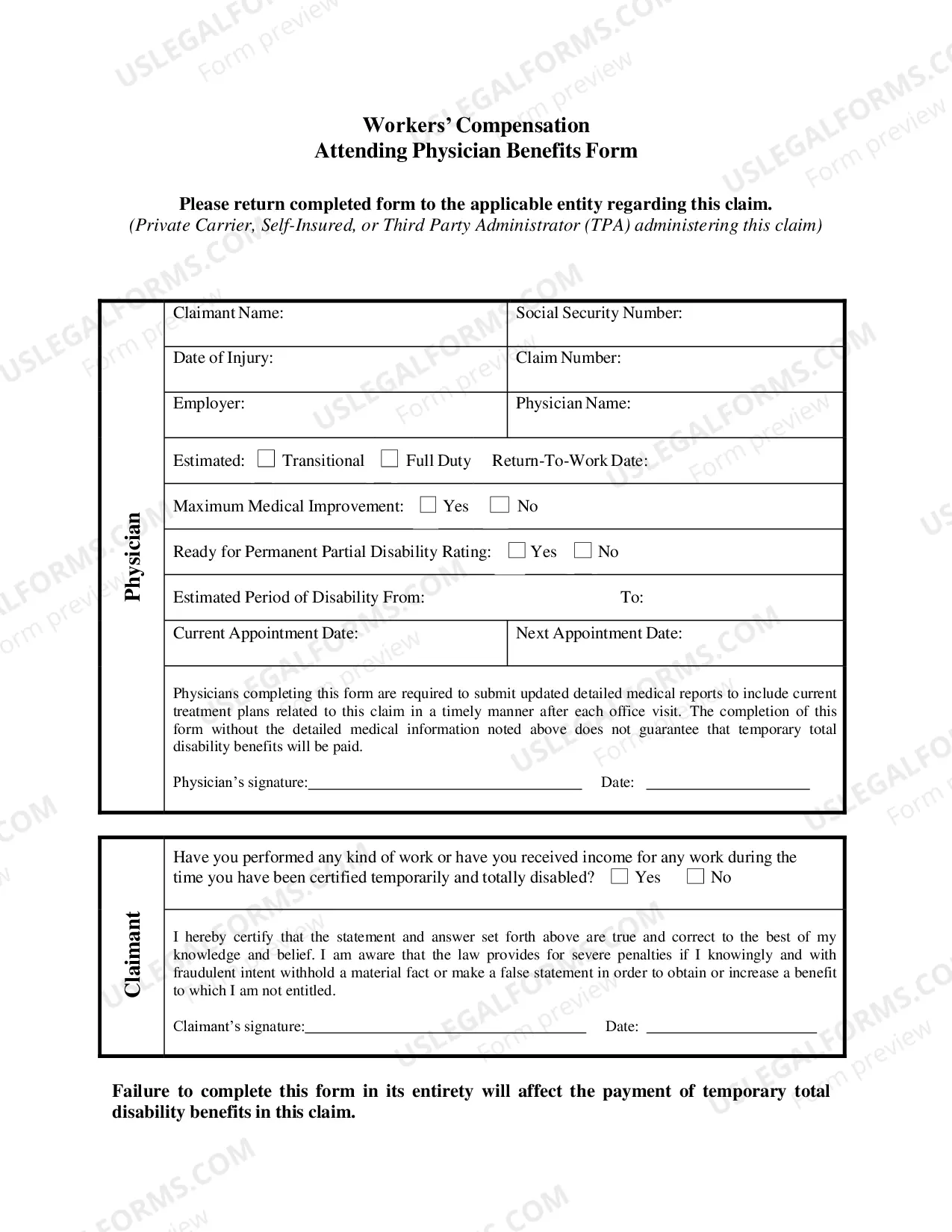 Preview Attending Physician Benefits Form