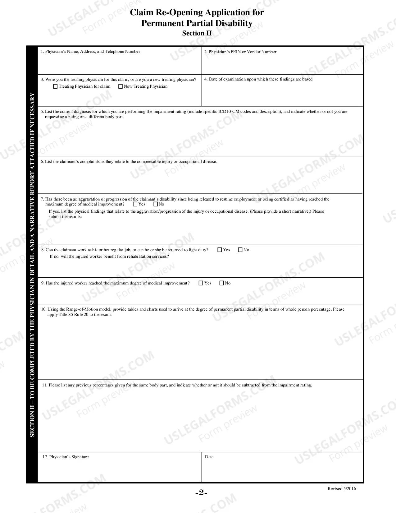 Preview Application to Reopen Partial Disability Claim