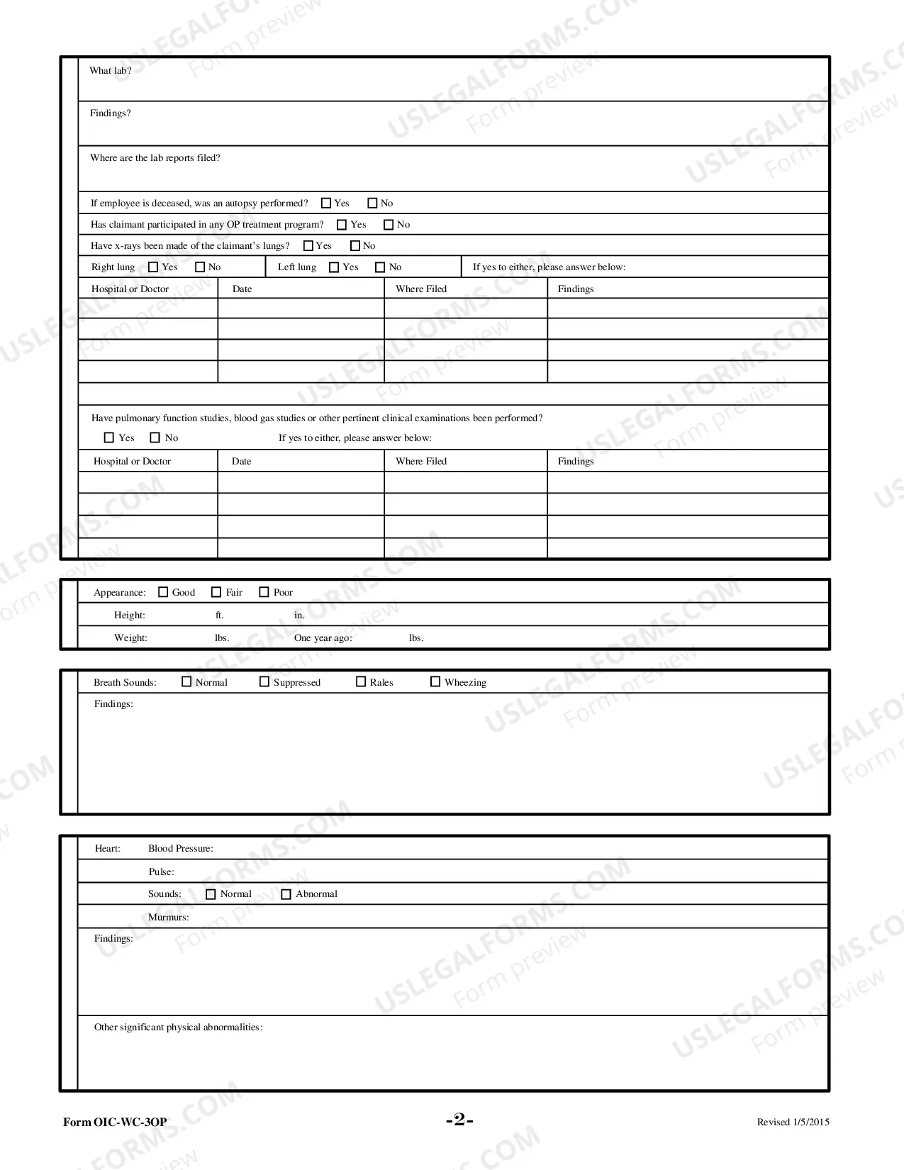 Preview Physicians Roentgenographic Interpretation Report of Occupational Pneumoconiosis