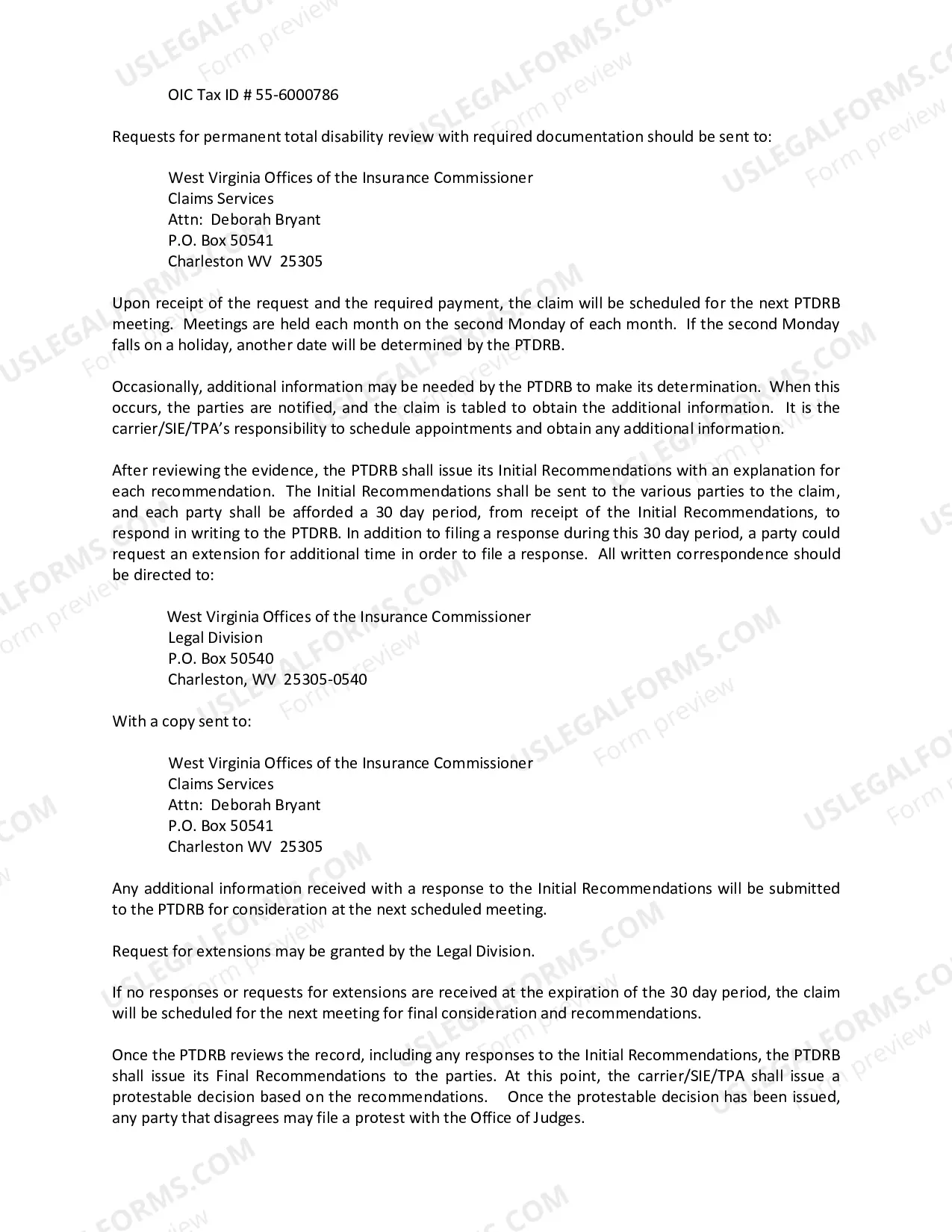 Preview Carrier/Self-Insured/TPA Request for Permanent Total Disability Review