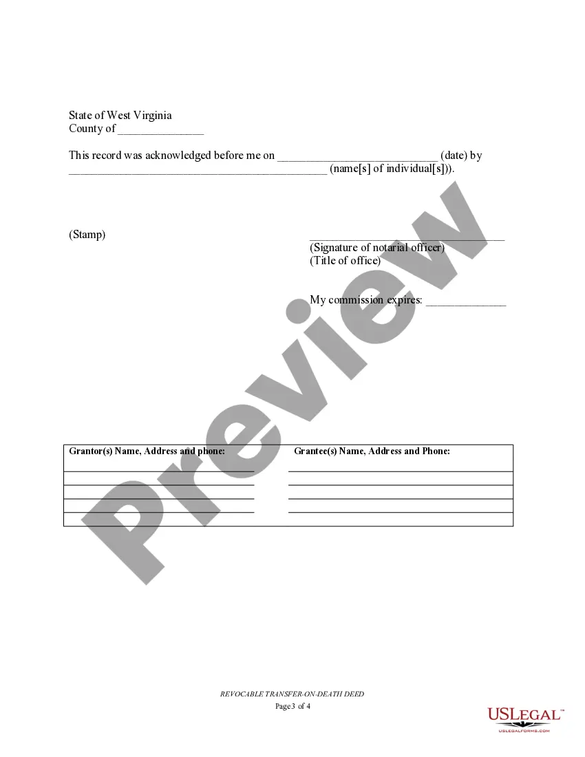 Preview Transfer on Death Deed or TOD - Beneficiary Deed for Individual to Individual