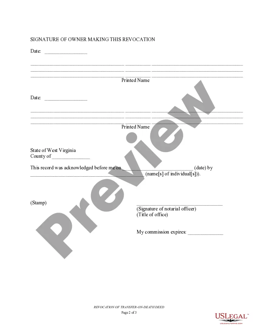 Get Revocation of Transfer on Death Deed - Beneficiary Deed for Two Grantors Preview Revocation of Transfer on Death Deed - Beneficiary Deed for Two Grantors