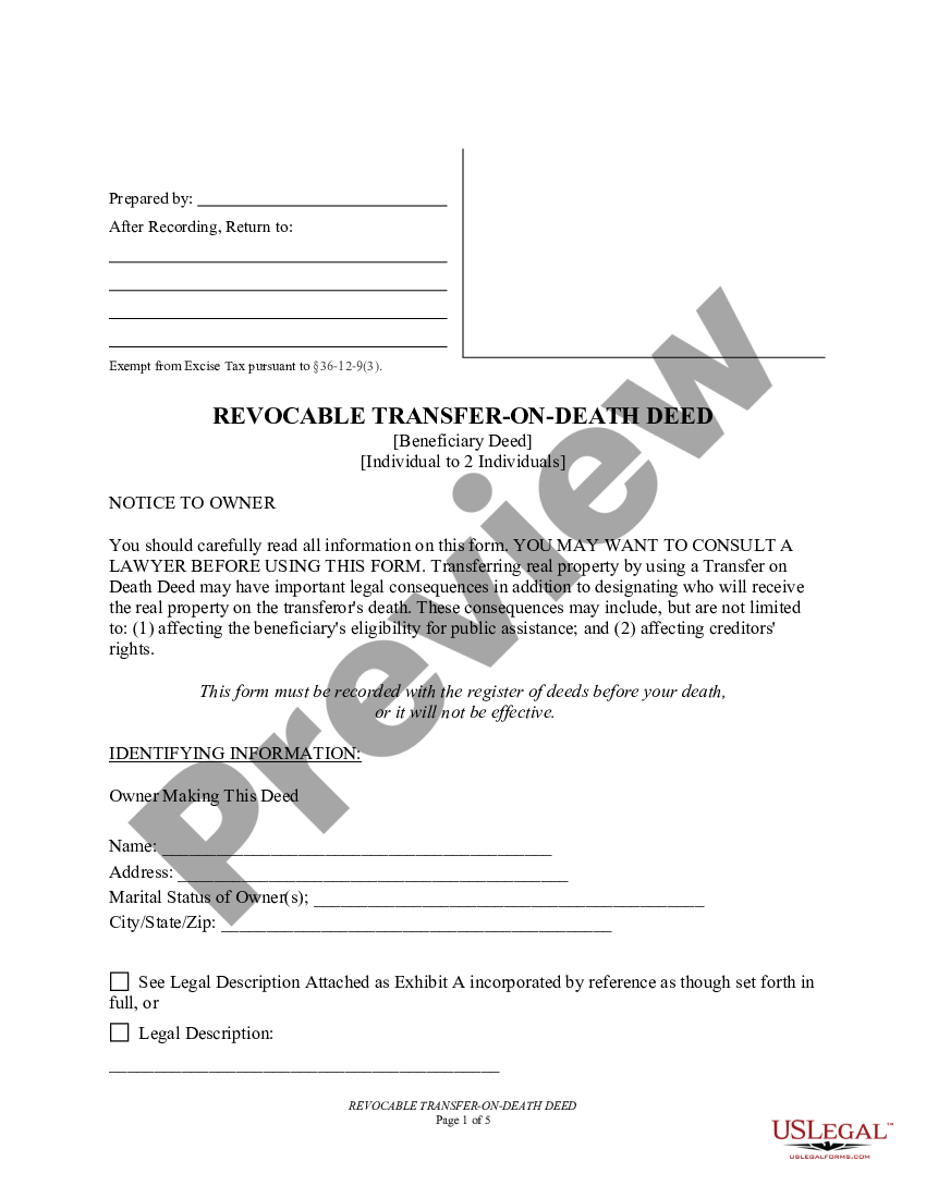 West Virginia Transfer on Death Deed or TOD Printable Transfer On