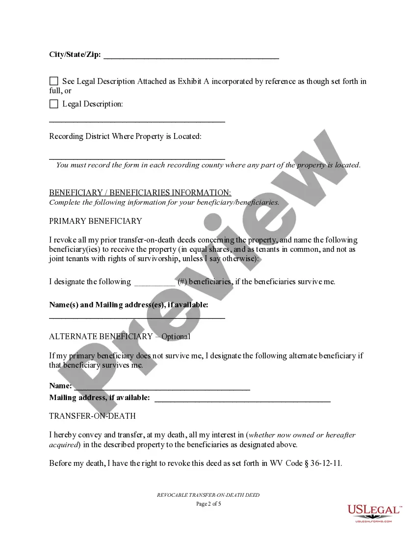 Preview Transfer on Death Deed or TOD - Beneficiary Deed for Two Individuals to Multiple Individuals