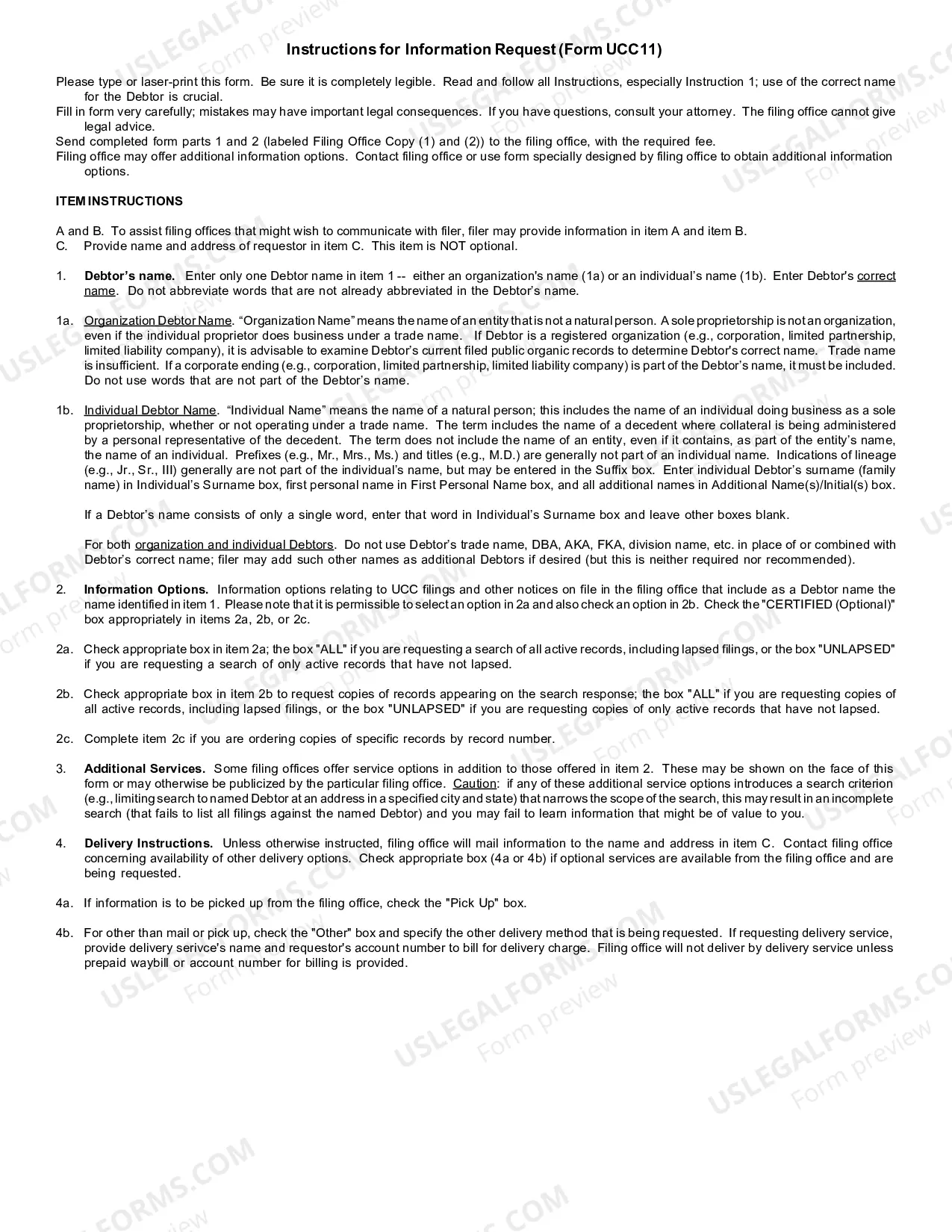 Preview West Virginia UCC11 Request for Information